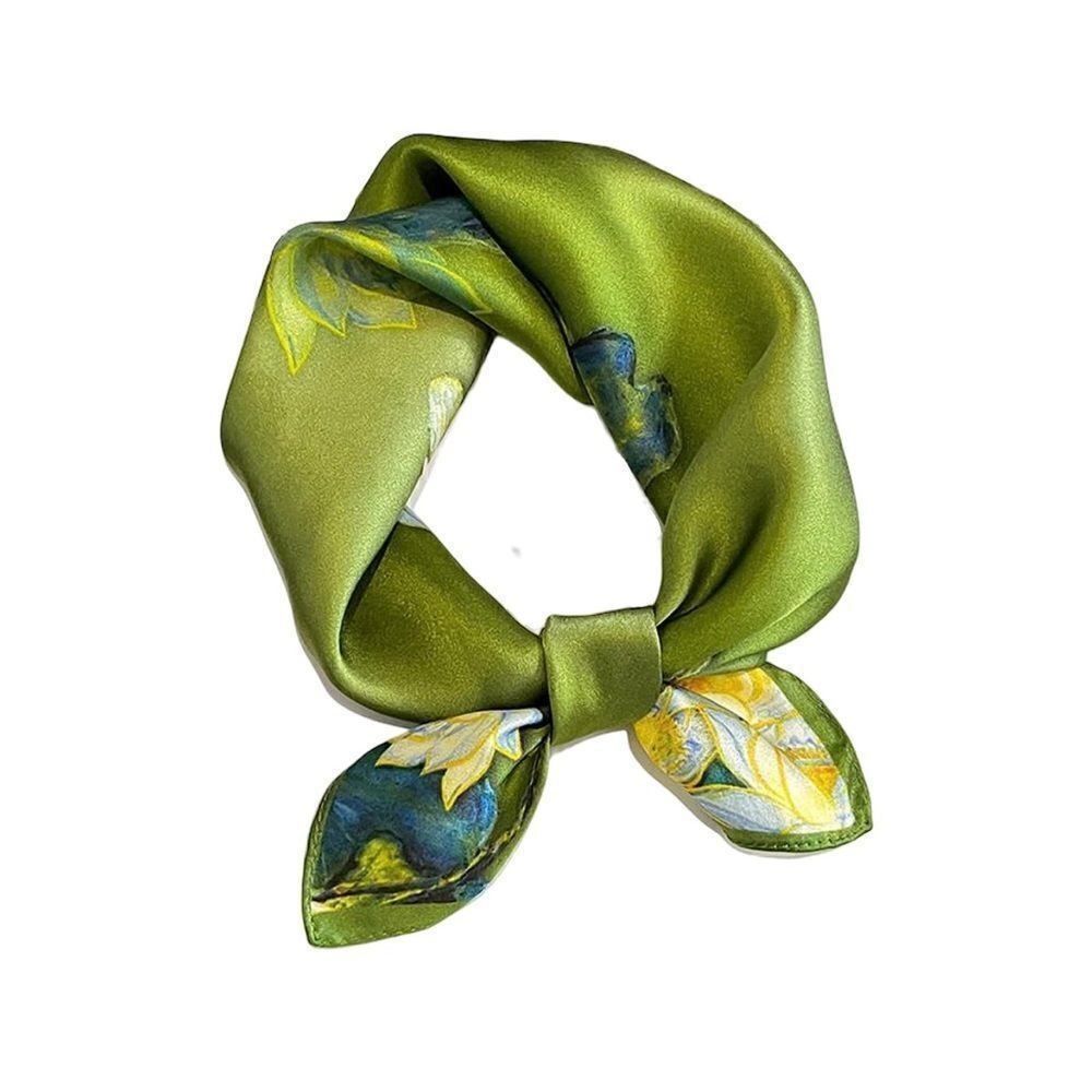 Olive floral Silk Scarf